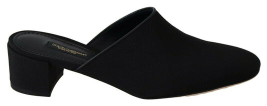 Dolce & Gabbana Chic Black Grosgrain Slide Sandals - PER.FASHION