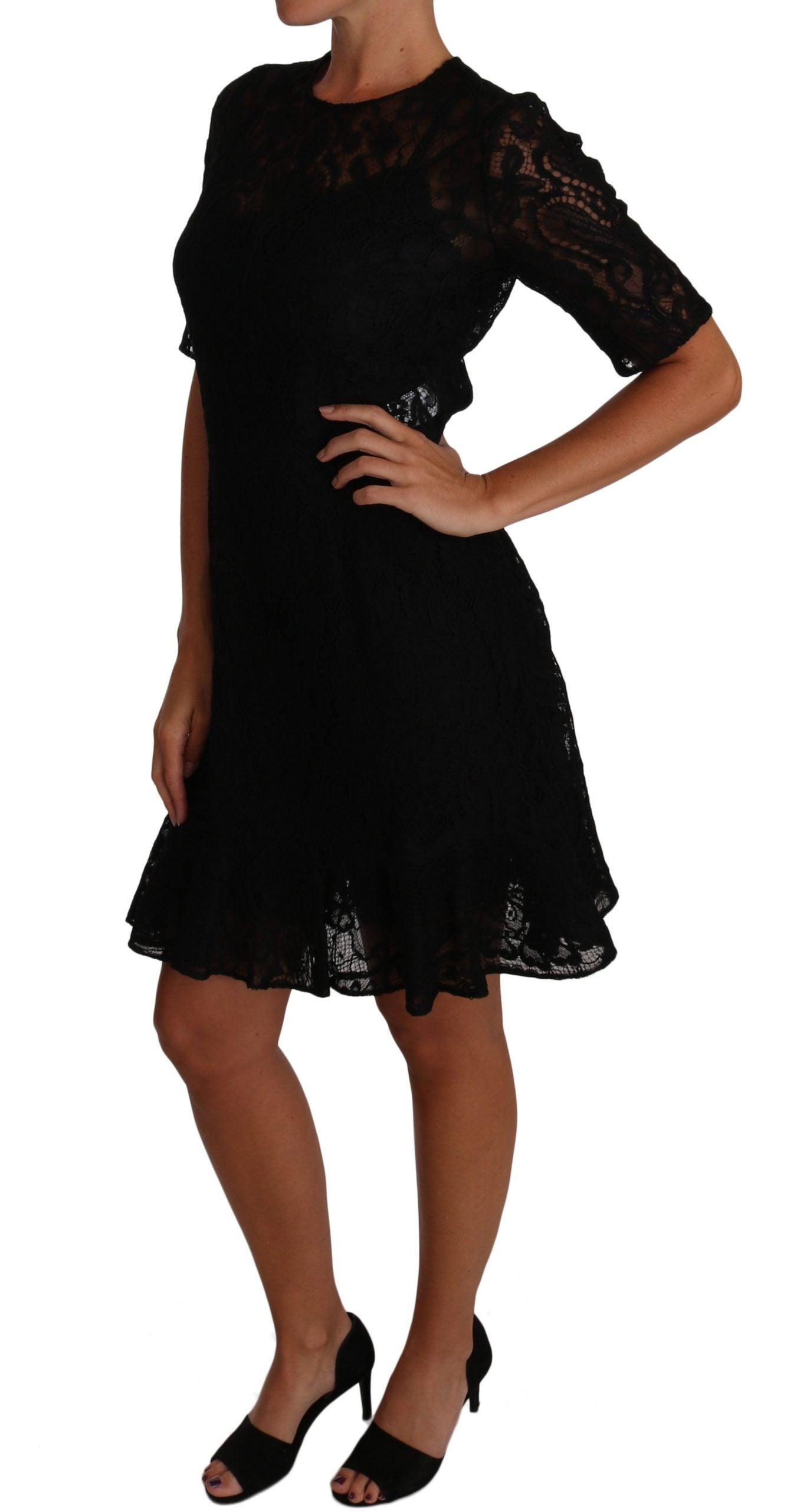Dolce & Gabbana Chic Black Lace Sheath Dress with Silk Lining - PER.FASHION