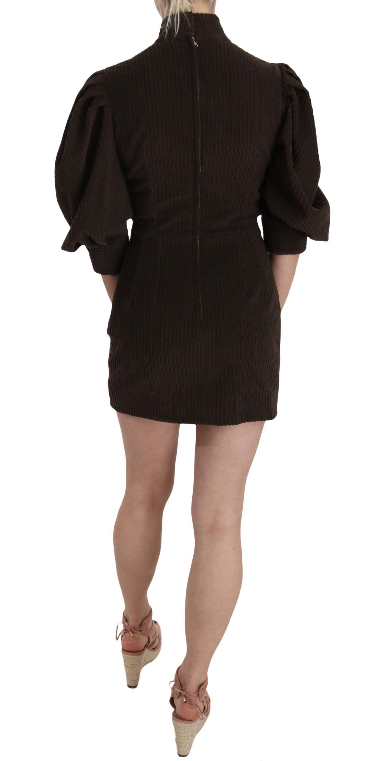 Dolce & Gabbana Chic Brown Corduroy Bodycon Mini Dress - PER.FASHION