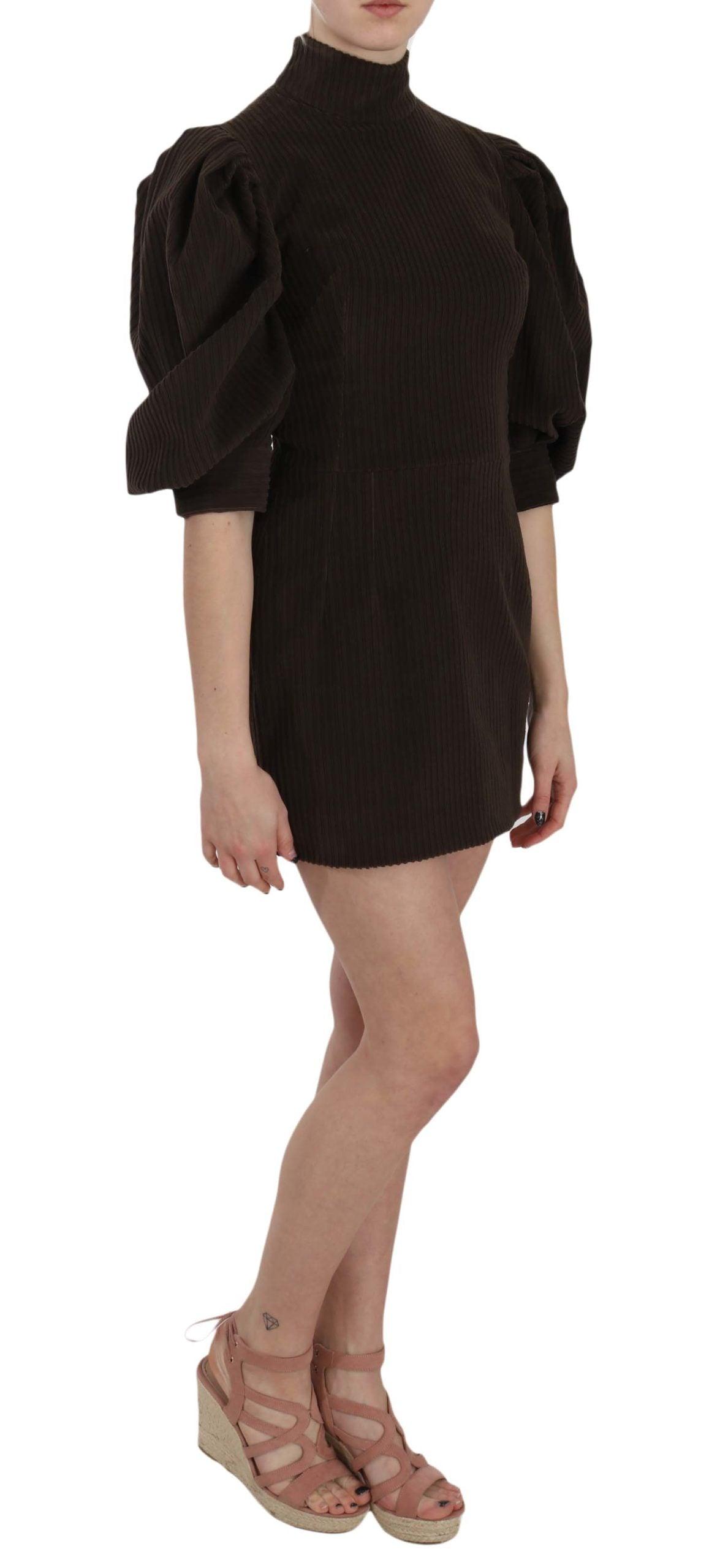 Dolce & Gabbana Chic Brown Corduroy Bodycon Mini Dress - PER.FASHION