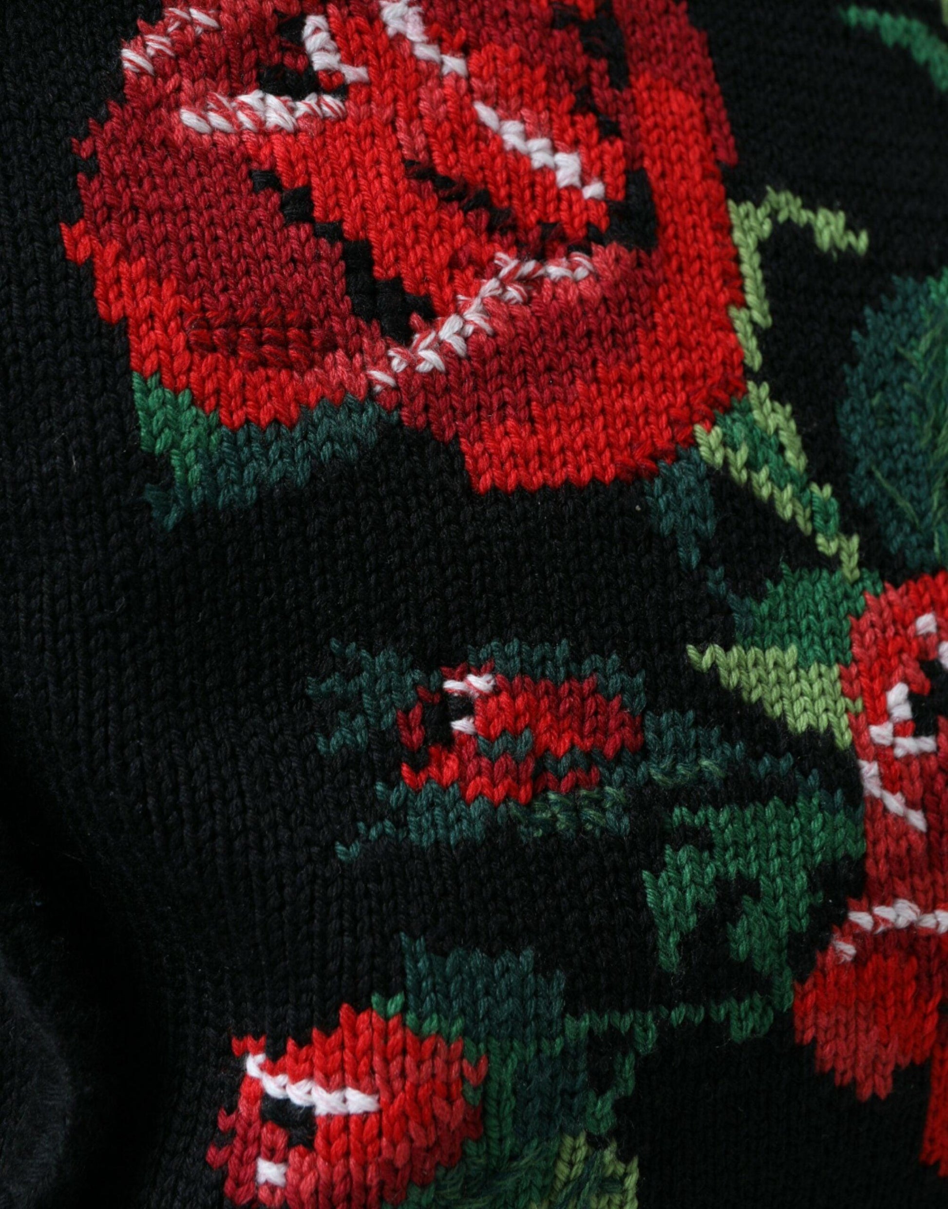 Dolce & Gabbana Chic Embroidered Floral Black Tote - PER.FASHION