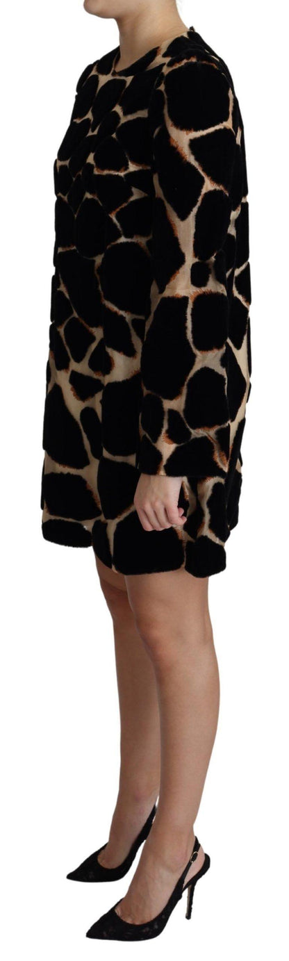 Dolce & Gabbana Chic Giraffe Print Shift Mini Dress - PER.FASHION