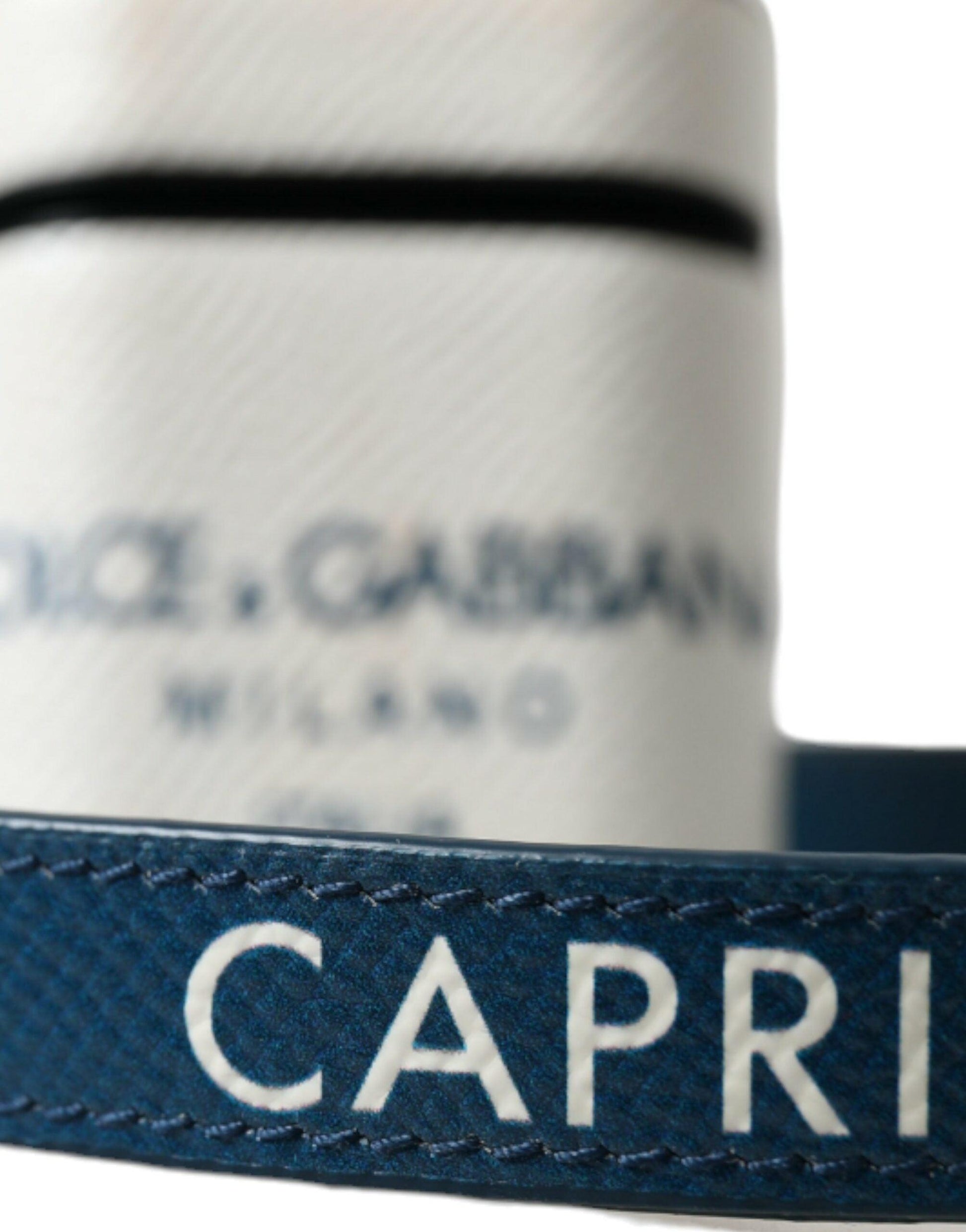 Dolce & Gabbana Chic Leather Airpods Case in Blue & White - PER.FASHION