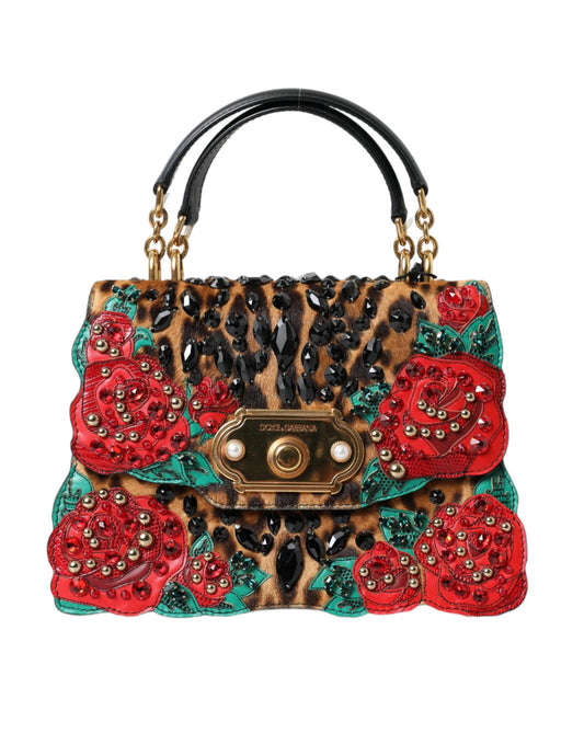 Dolce & Gabbana Chic Leopard Embellished Tote with Red Roses! - PER.FASHION