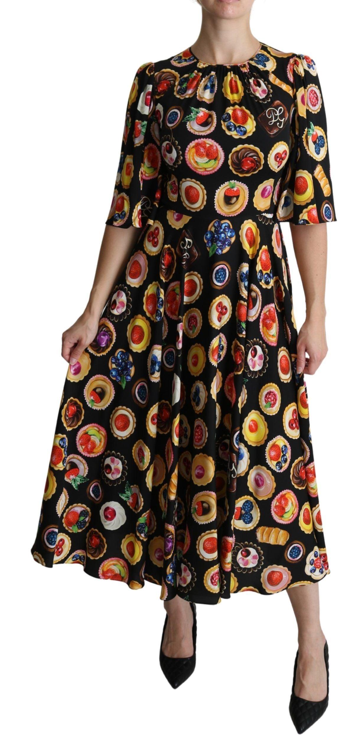 Dolce & Gabbana Chic Multicolor Maxi Desserts Print Dress - PER.FASHION