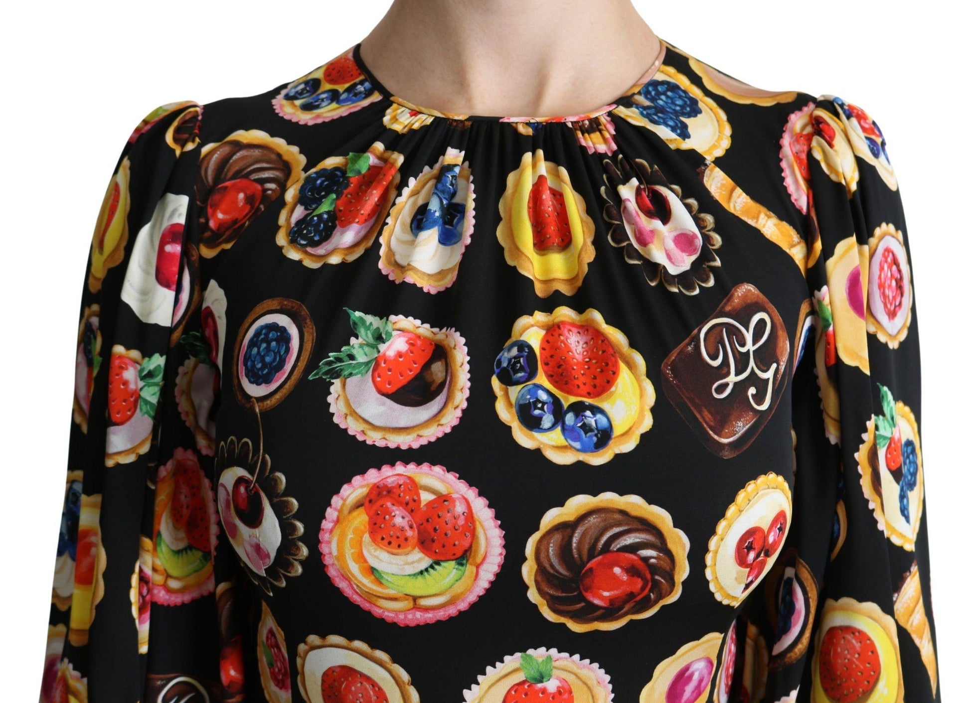 Dolce & Gabbana Chic Multicolor Maxi Desserts Print Dress - PER.FASHION