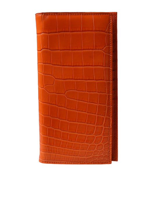 Dolce & Gabbana Chic Orange Crocodile Leather Wallet - PER.FASHION