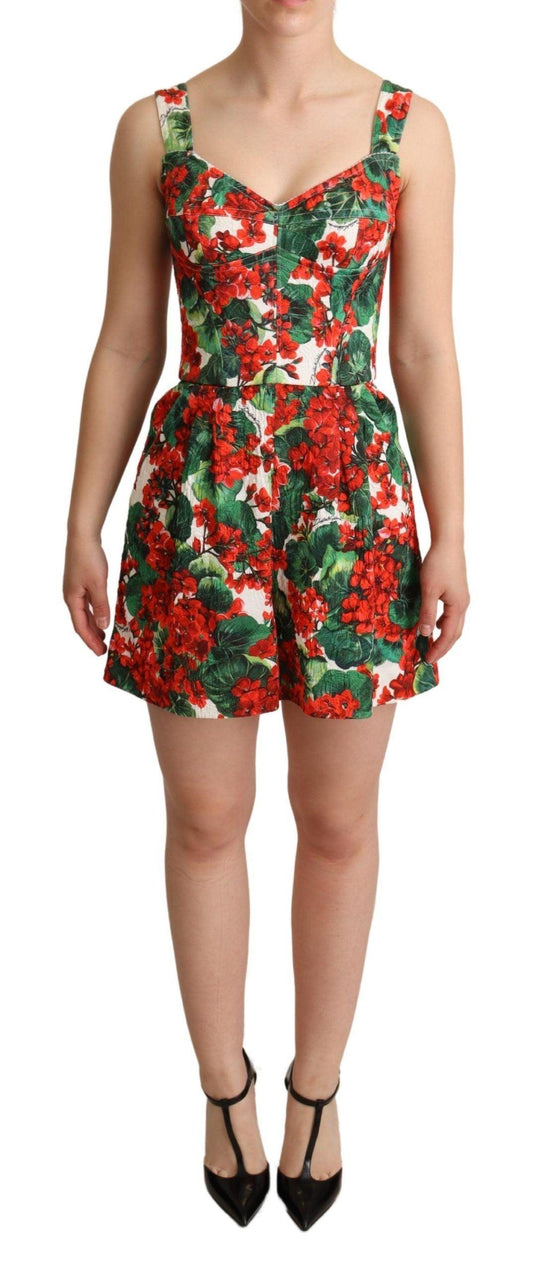 Dolce & Gabbana Chic Red Geranium Print Sleeveless Jumpsuit - PER.FASHION