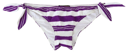 Dolce & Gabbana Chic Striped Bikini Bottom - Effortless Poolside Glamour - PER.FASHION