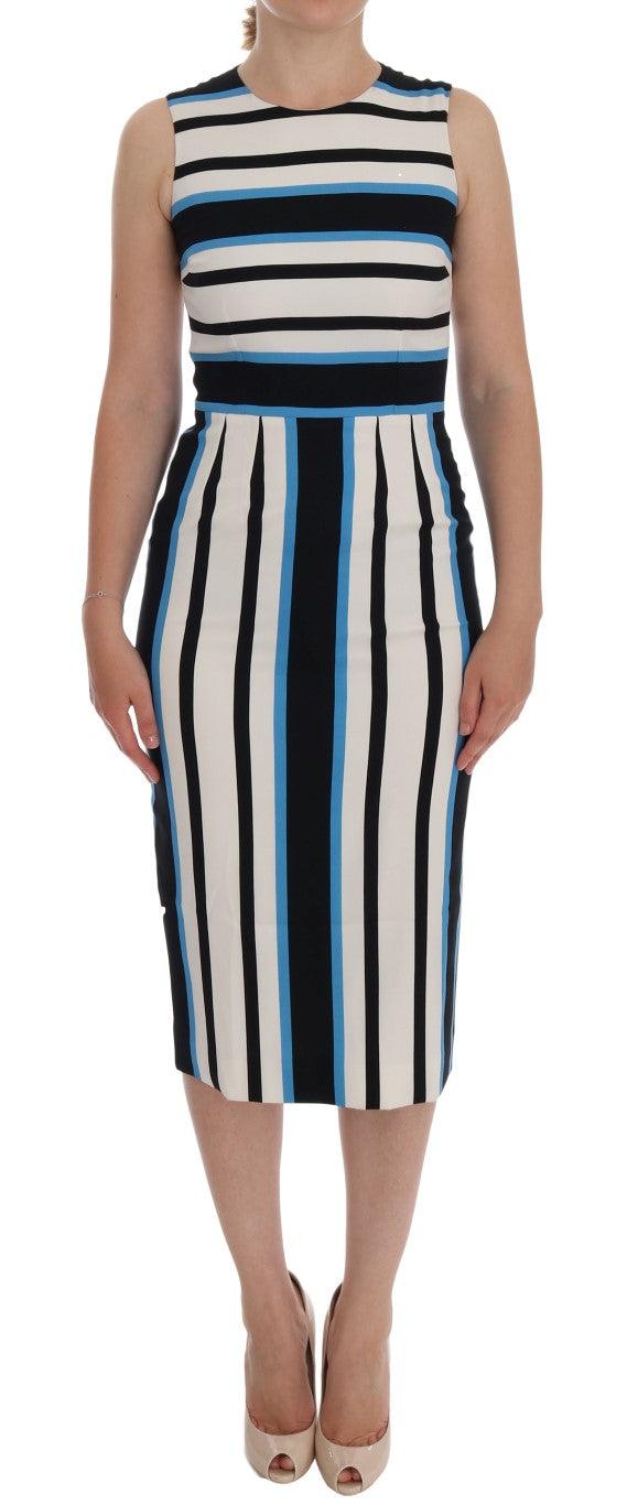 Dolce & Gabbana Chic Striped Silk Sheath Dress - PER.FASHION