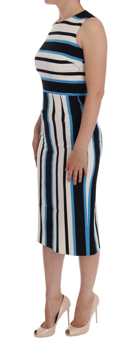 Dolce & Gabbana Chic Striped Silk Sheath Dress - PER.FASHION