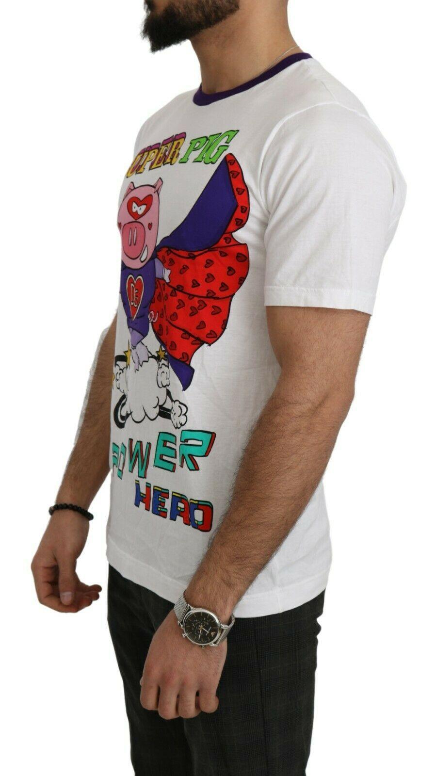 Dolce & Gabbana Chic White Cotton Pig Motif Tee - PER.FASHION