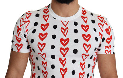 Dolce & Gabbana Chic White Cotton Tee with Heart Print - PER.FASHION