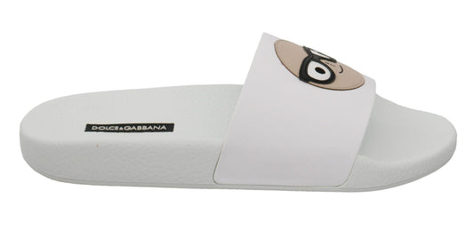 Dolce & Gabbana Chic White Slide Sandals - Luxury Summer Footwear - PER.FASHION
