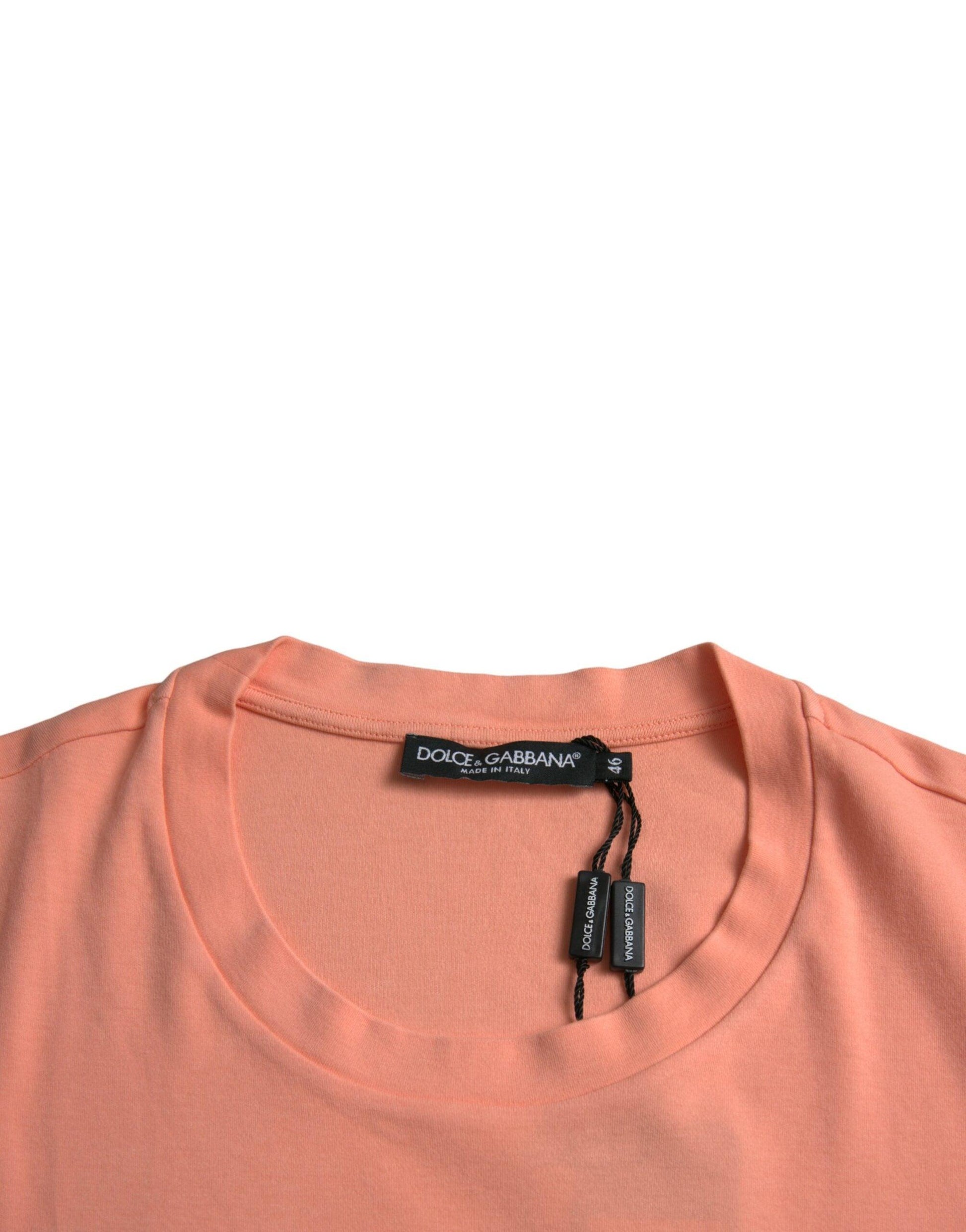Dolce & Gabbana Coral Cotton Logo Print Short Sleeve T-shirt - PER.FASHION