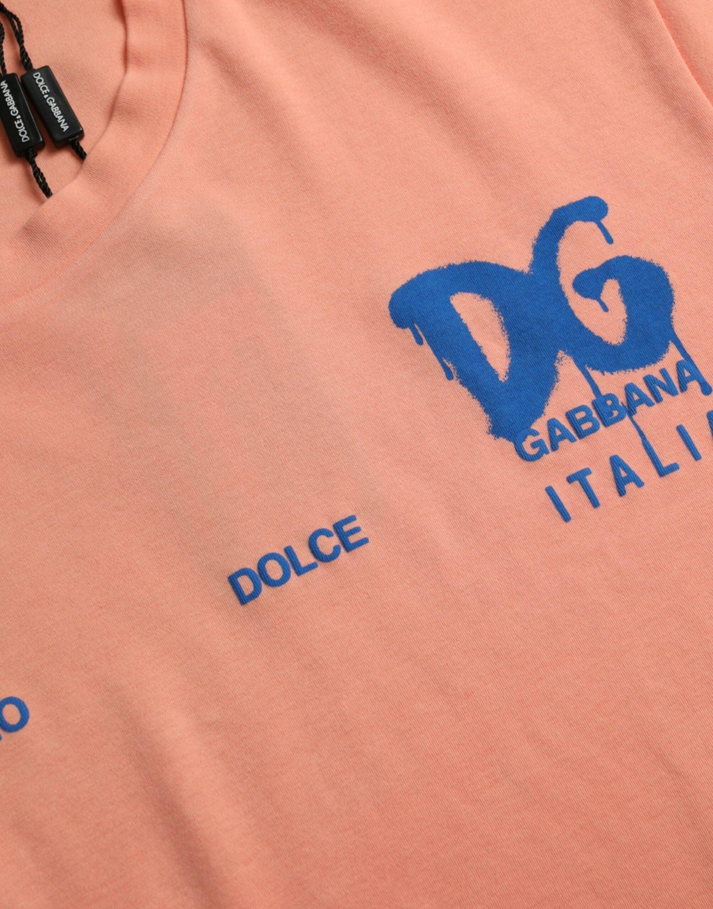 Dolce & Gabbana Coral Cotton Logo Print Short Sleeve T-shirt - PER.FASHION