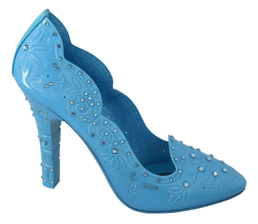 Dolce & Gabbana Crystal Embellished Blue Cinderella Pumps - PER.FASHION