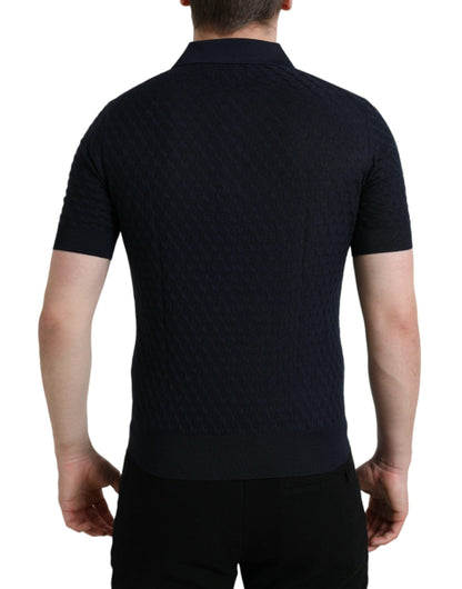 Dolce & Gabbana Dark Blue Collared Short Sleeve Polo T-shirt - PER.FASHION