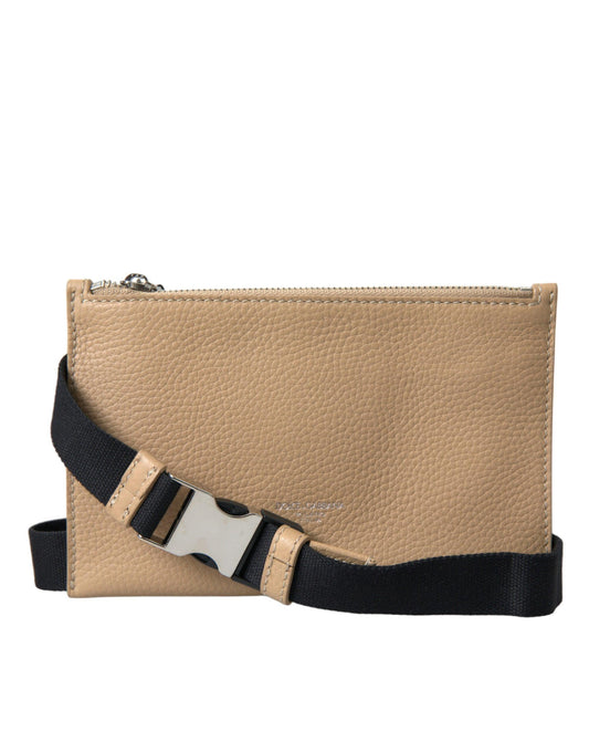 Dolce & Gabbana Elegance Redefined Beige Leather Belt Bag - PER.FASHION