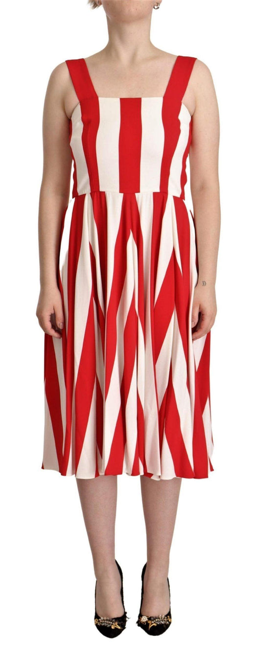 Dolce & Gabbana Elegant A-Line Striped Shift Dress - PER.FASHION