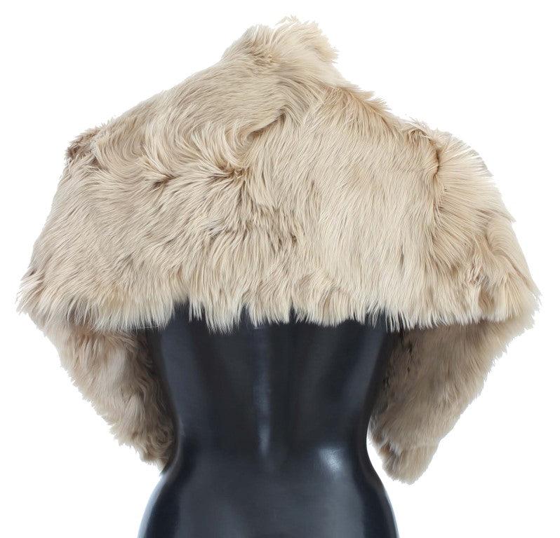 Dolce & Gabbana Elegant Alpaca Fur Shoulder Wrap in Beige - PER.FASHION