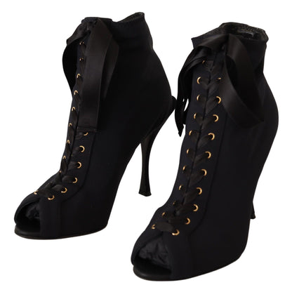 Dolce & Gabbana Elegant Ankle Open Toe Heel Boots - PER.FASHION