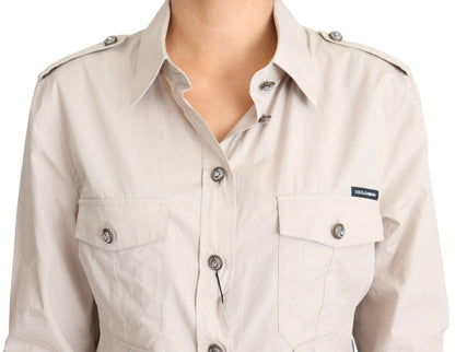 Dolce & Gabbana Elegant Beige Cotton Safari Shirt - PER.FASHION