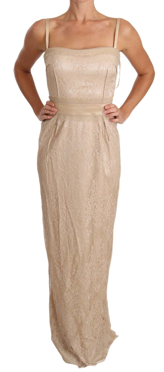 Dolce & Gabbana Elegant Beige Sheath Floor-Length Dress - PER.FASHION