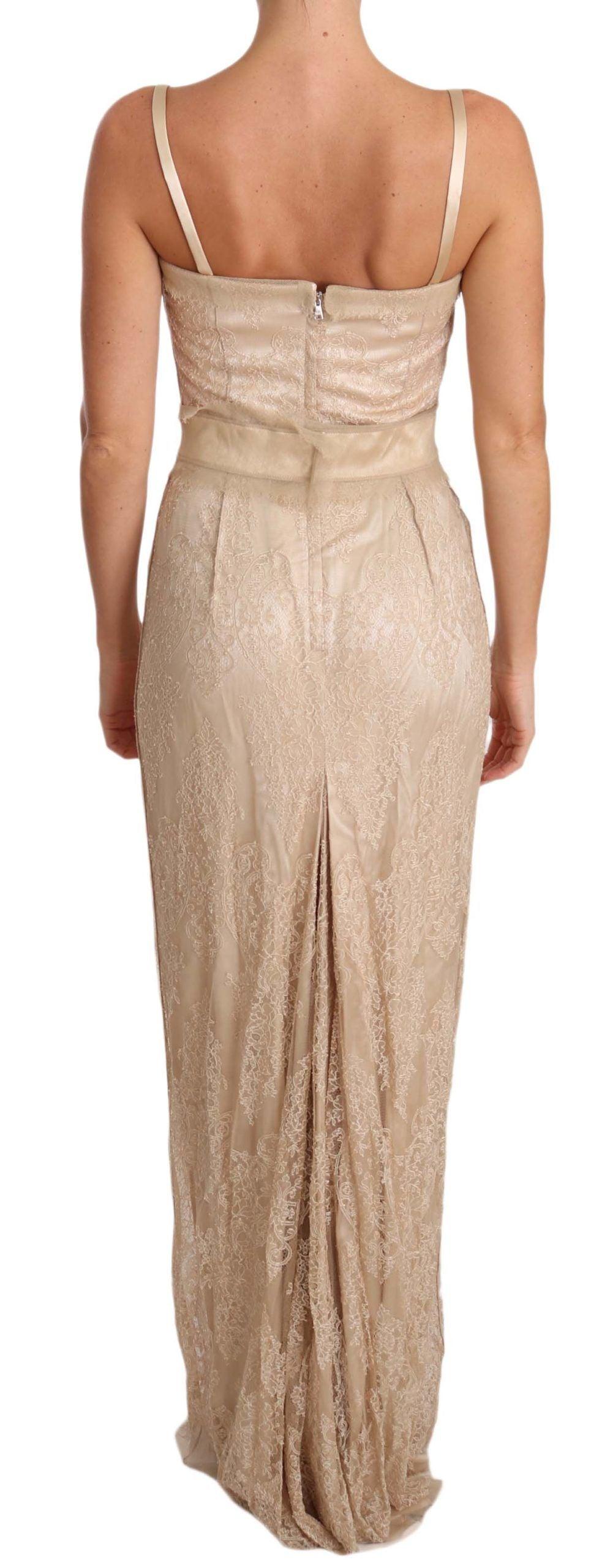 Dolce & Gabbana Elegant Beige Sheath Floor-Length Dress - PER.FASHION