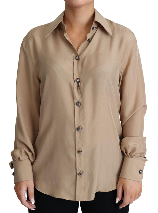 Dolce & Gabbana Elegant Beige Silk Shirt - PER.FASHION