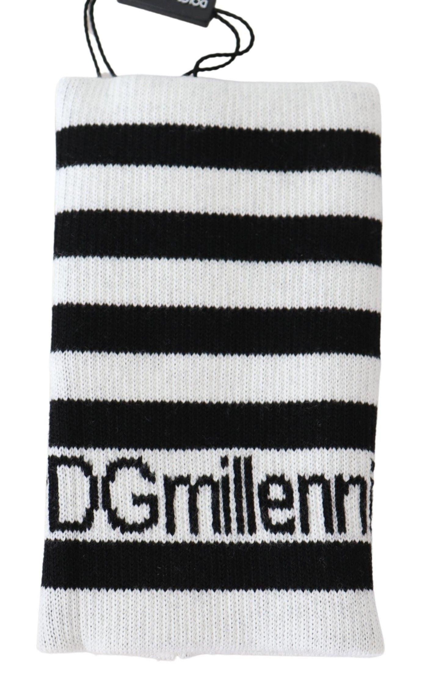 Dolce & Gabbana Elegant Black & White Wool Blend Wrist Wrap - PER.FASHION