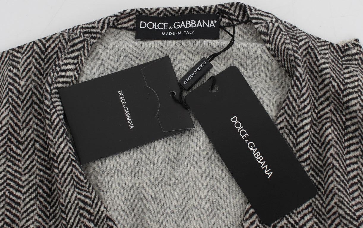 Dolce & Gabbana Elegant Black and White Wool Cardigan - PER.FASHION