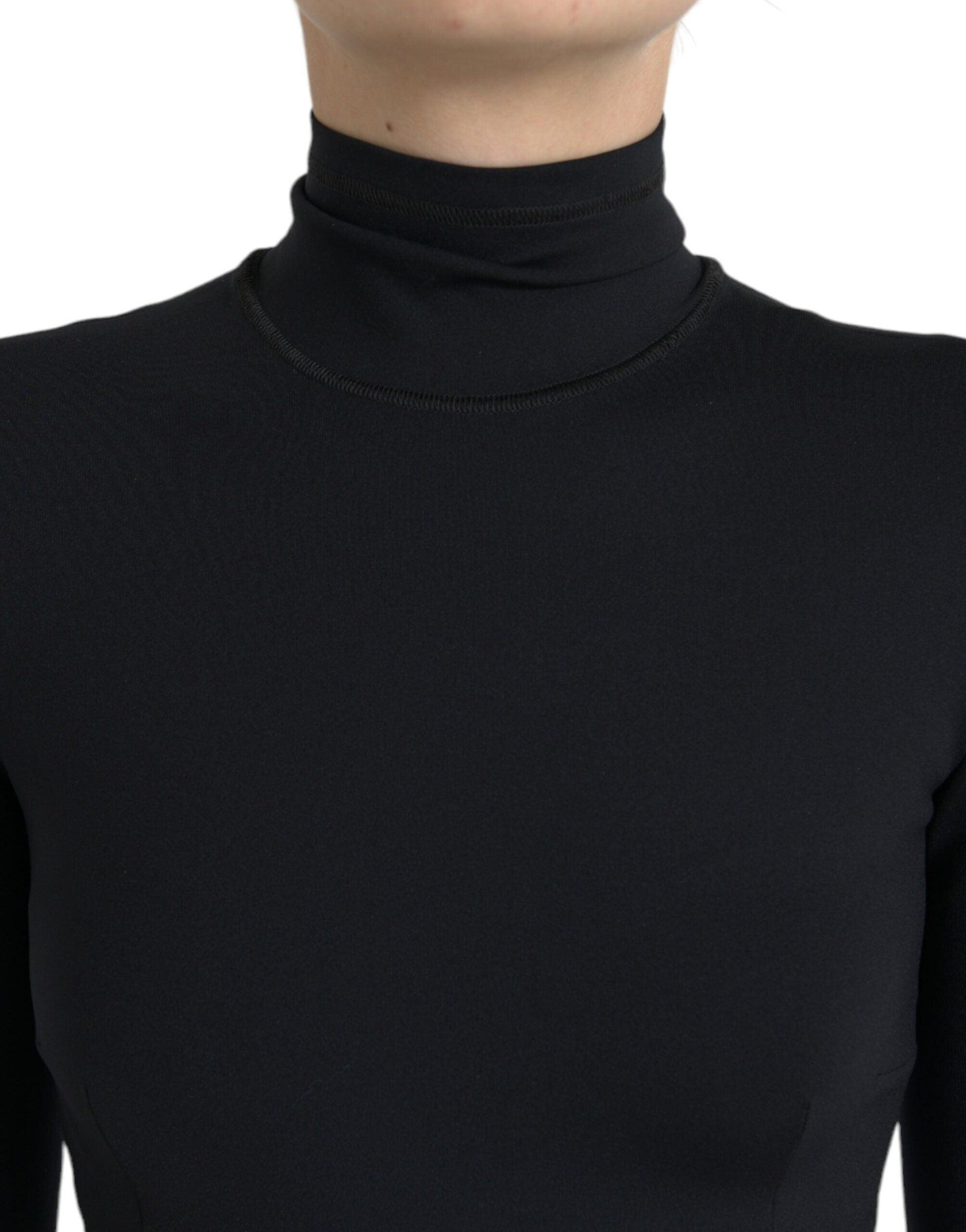 Dolce & Gabbana Elegant Black Bodycon Turtleneck Dress - PER.FASHION