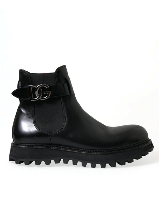 Dolce & Gabbana Elegant Black Calf Leather Chelsea Boots - PER.FASHION