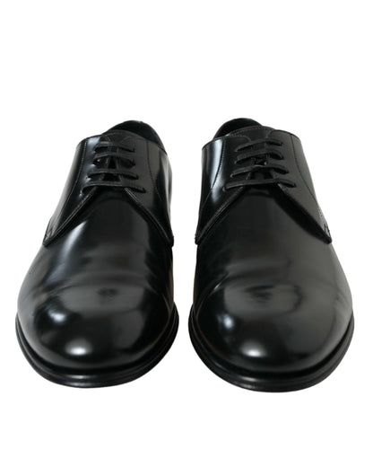 Dolce & Gabbana Elegant Black Calfskin Men's Derby Shoes - PER.FASHION
