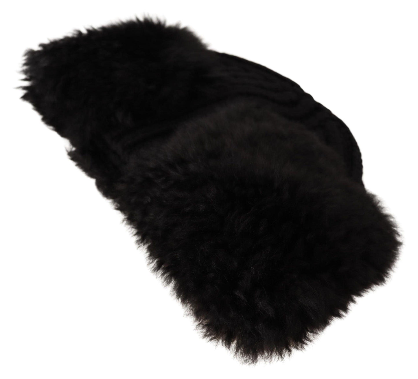 Dolce & Gabbana Elegant Black Cashmere Alpaca Fur Beanie - PER.FASHION
