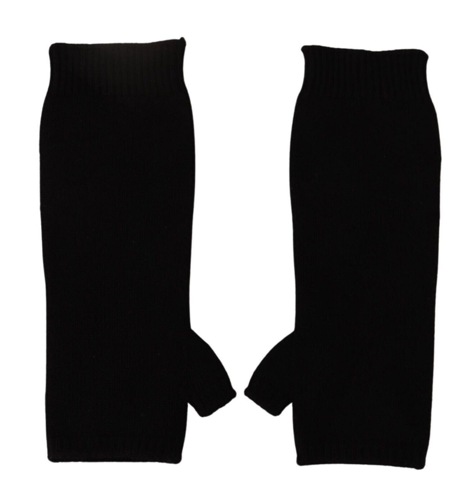 Dolce & Gabbana Elegant Black Cashmere Fingerless Gloves - PER.FASHION