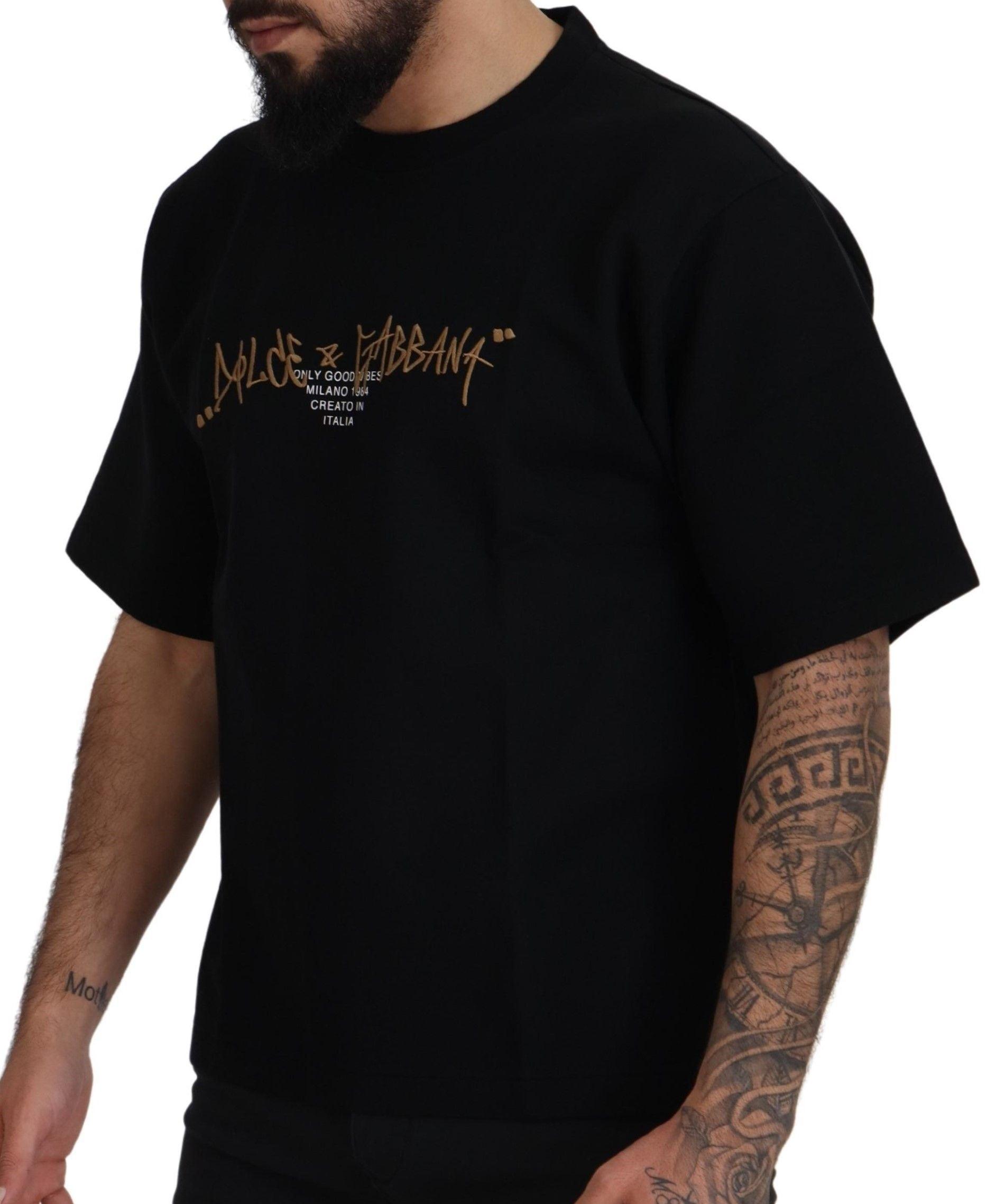 Dolce & Gabbana Elegant Black Cotton Blend Crewneck T-Shirt - PER.FASHION
