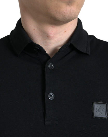 Dolce & Gabbana Elegant Black Cotton Polo Shirt - PER.FASHION