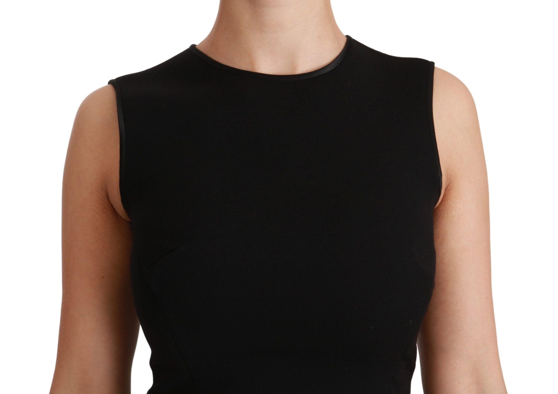 Dolce & Gabbana Elegant Black Fit Flare Wool Blend Dress - PER.FASHION