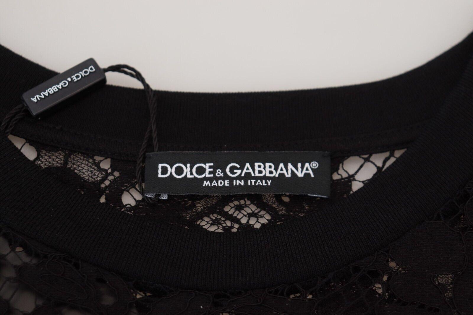 Dolce & Gabbana Elegant Black Floral Lace Shift Dress - PER.FASHION