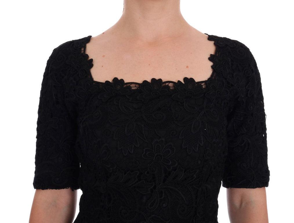 Dolce & Gabbana Elegant Black Knee-Length Sheath Dress - PER.FASHION