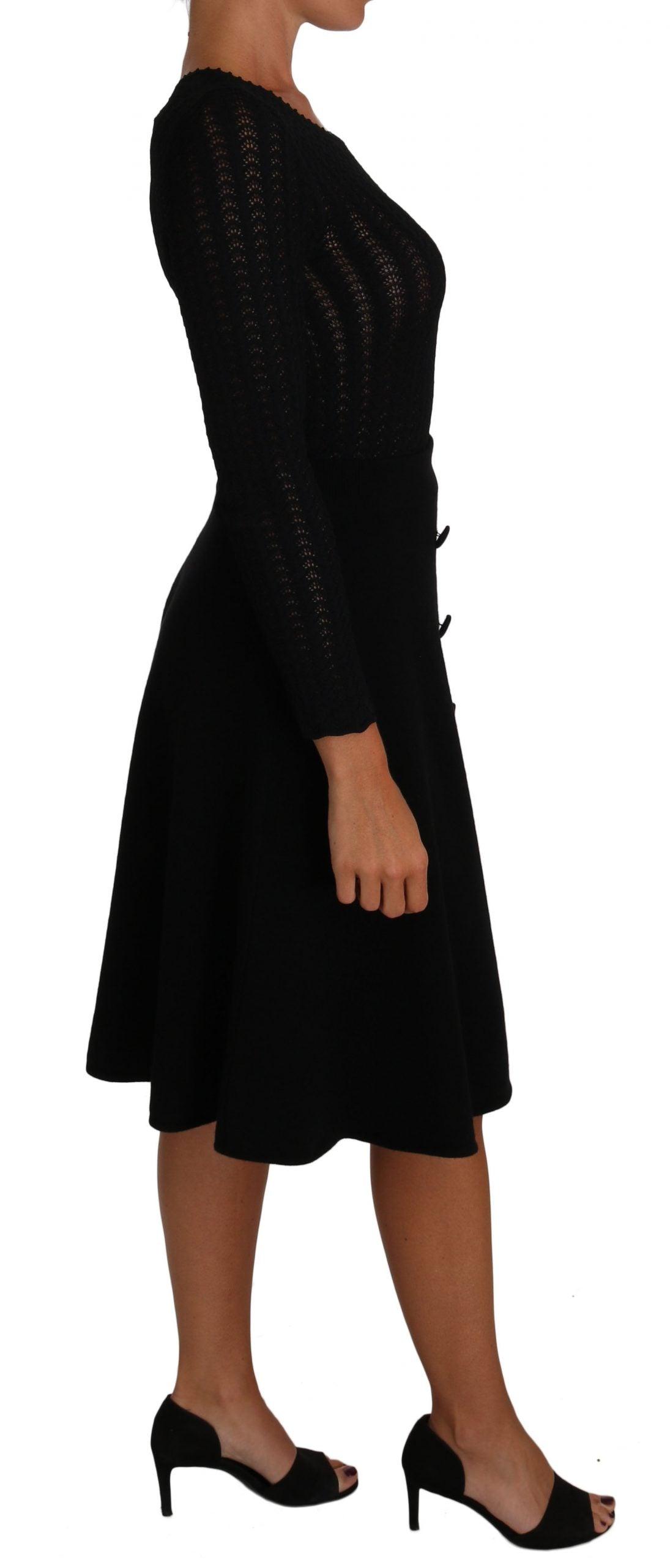 Dolce & Gabbana Elegant Black Knitted Sheath Dress - PER.FASHION