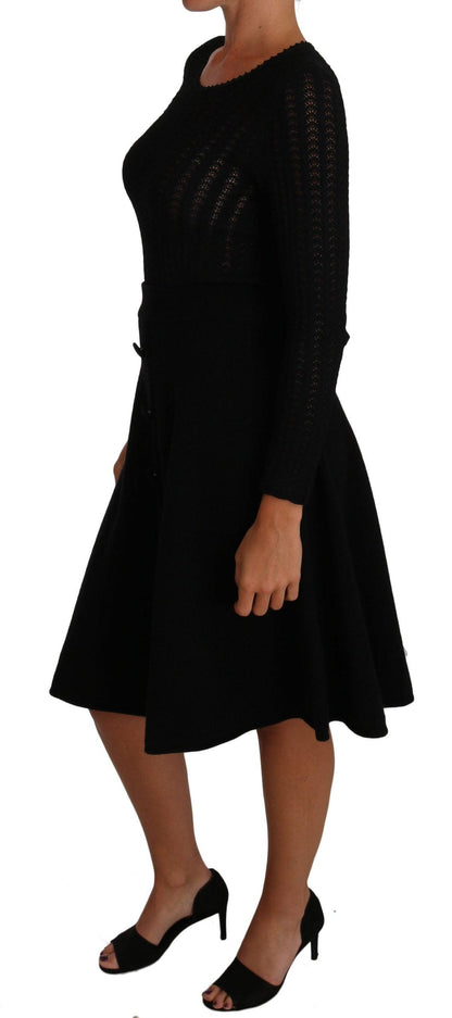 Dolce & Gabbana Elegant Black Knitted Sheath Dress - PER.FASHION