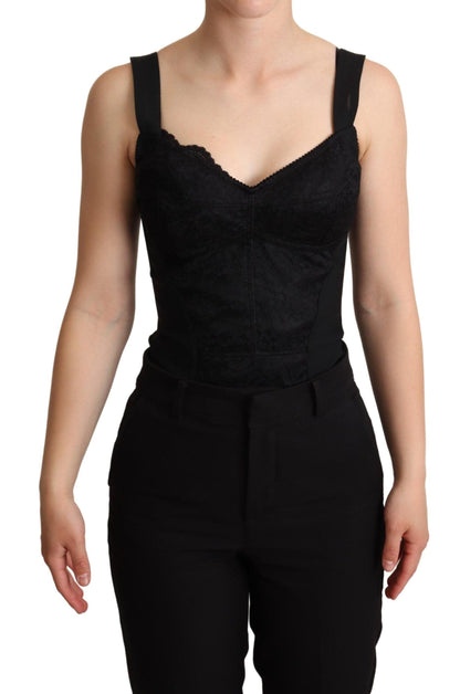 Dolce & Gabbana Elegant Black Lace Bodysuit Corset Dress - PER.FASHION