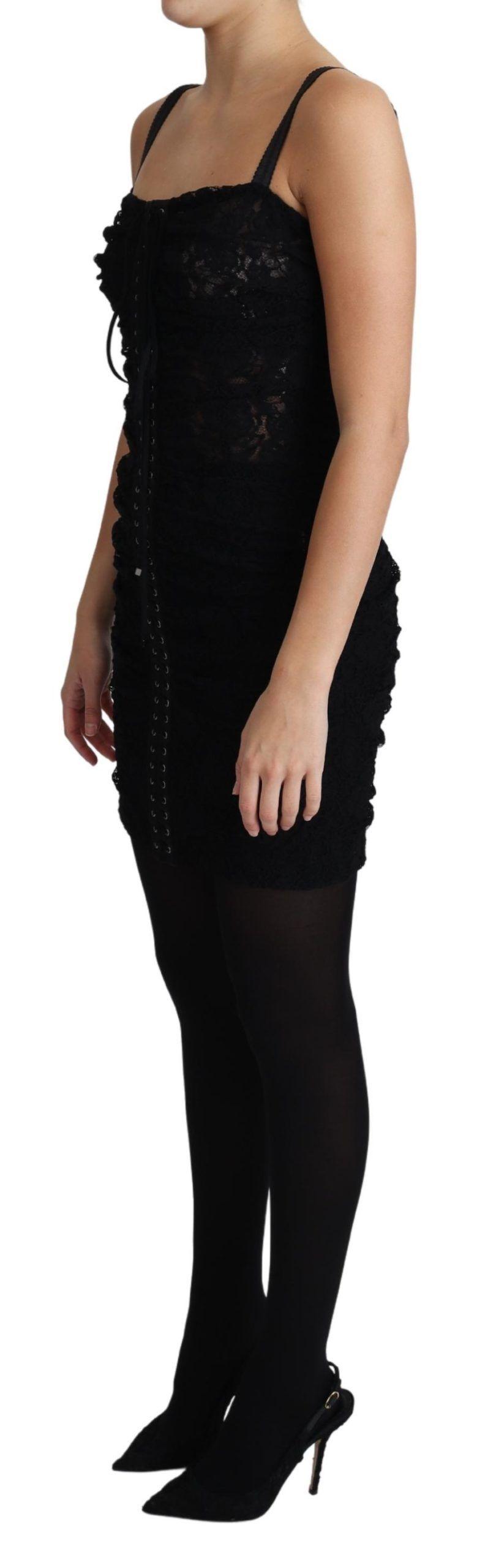 Dolce & Gabbana Elegant Black Lace Bustier Mini Dress - PER.FASHION