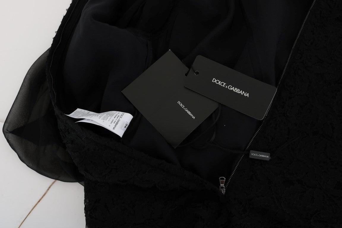Dolce & Gabbana Elegant Black Lace Heart Applique Shift Dress - PER.FASHION