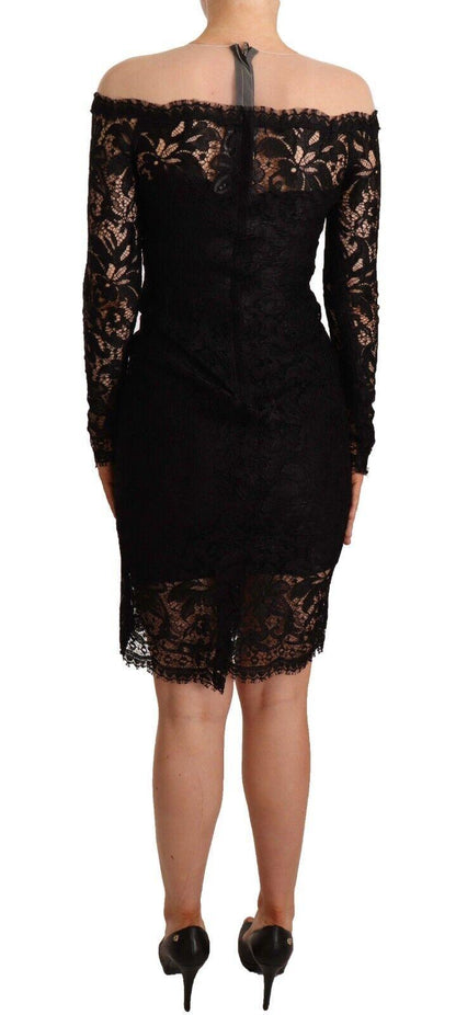 Dolce & Gabbana Elegant Black Lace Knee-Length Dress - PER.FASHION