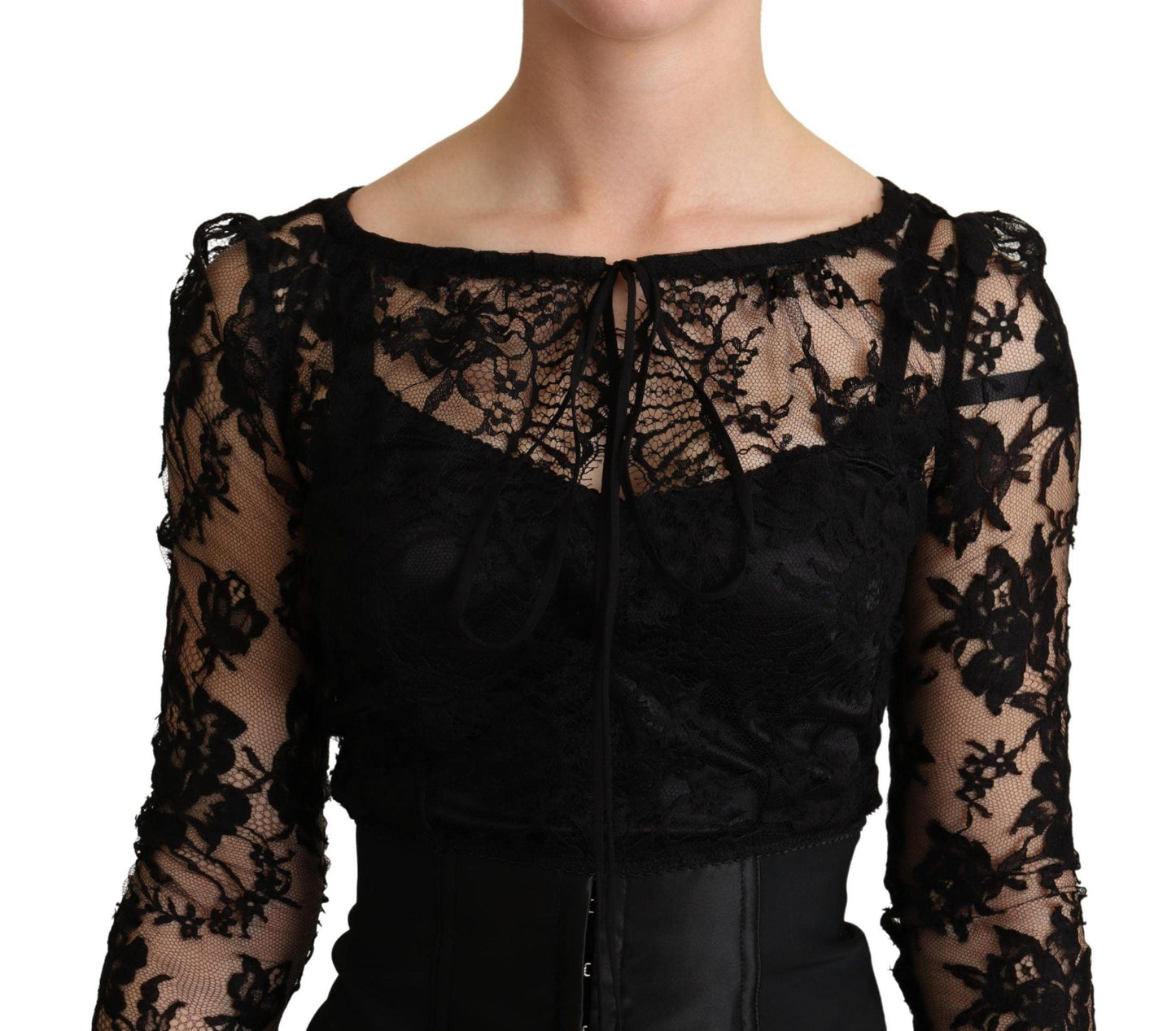 Dolce & Gabbana Elegant Black Lace Mini-Dress Delight - PER.FASHION