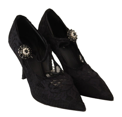 Dolce & Gabbana Elegant Black Lace Stiletto Pumps - PER.FASHION